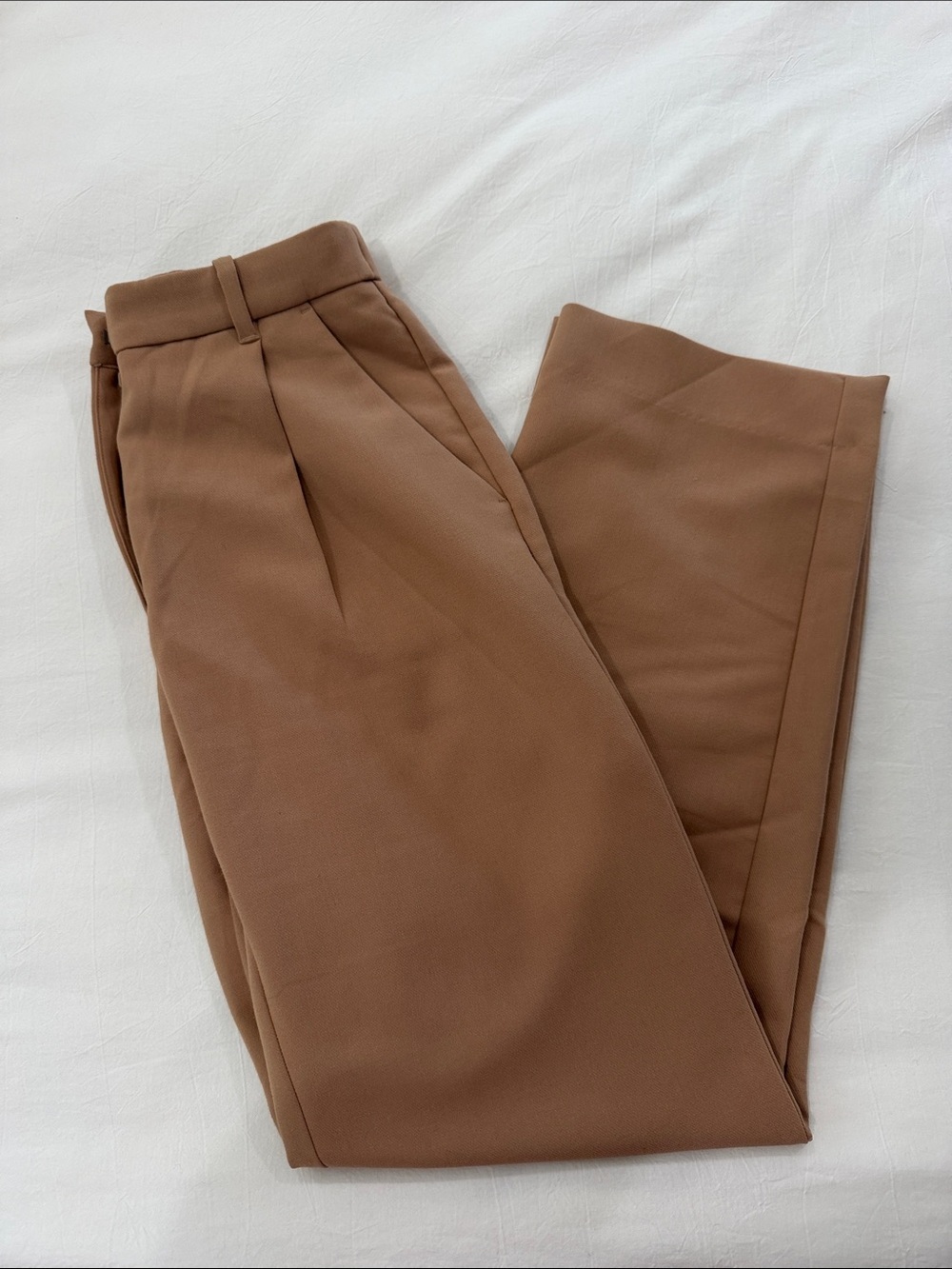 Abercrombie & Fitch Brown High-Waist Pleated Trousers